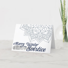 Tarjeta Festiva Solsticio de invierno Copo de nieve Mandala Plata 