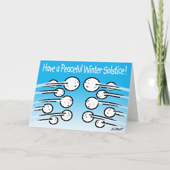 Tarjeta Festiva Solsticio de invierno de bola de nieve (Anverso)