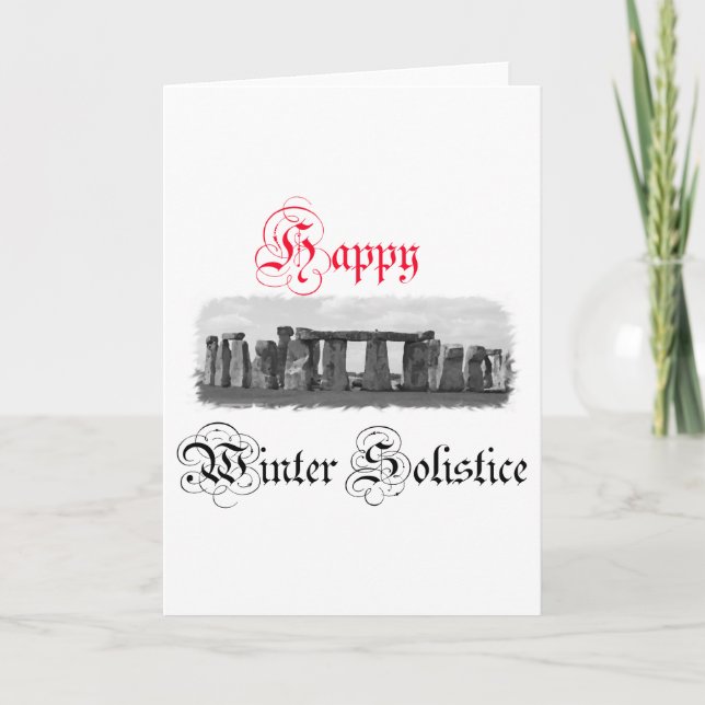 Tarjeta Festiva Solsticio de invierno feliz Stonehenge (Anverso)