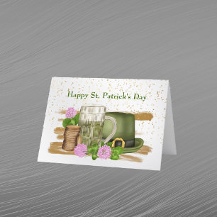 Tarjeta Festiva Sombrero de cerveza verde del día de San Patricio 