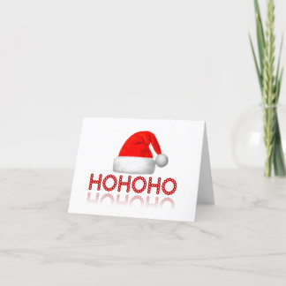 Tarjeta Festiva Sombrero de Santa Simple HoHoHo Rojo Blanco