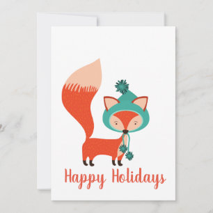 Tarjeta Festiva Sombrero moderno de invierno Zorro