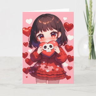 Tarjeta Festiva Sombrío Chica de Kawaii Anime