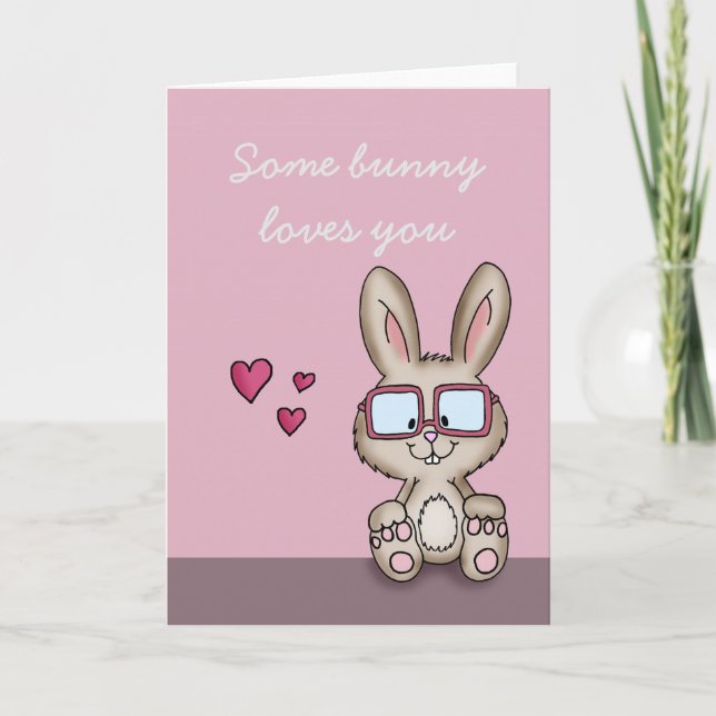 Tarjeta Festiva Some bunny loves you - Valentines day card (Anverso)