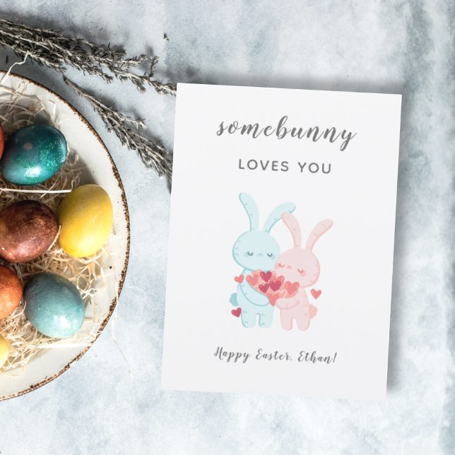 Tarjeta Festiva somebunny te ama pareja romántica de conejo (Subido por el creador)