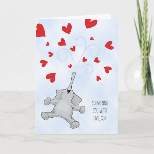 Tarjeta Festiva Son El día de San Valentín Elefante y Corazón