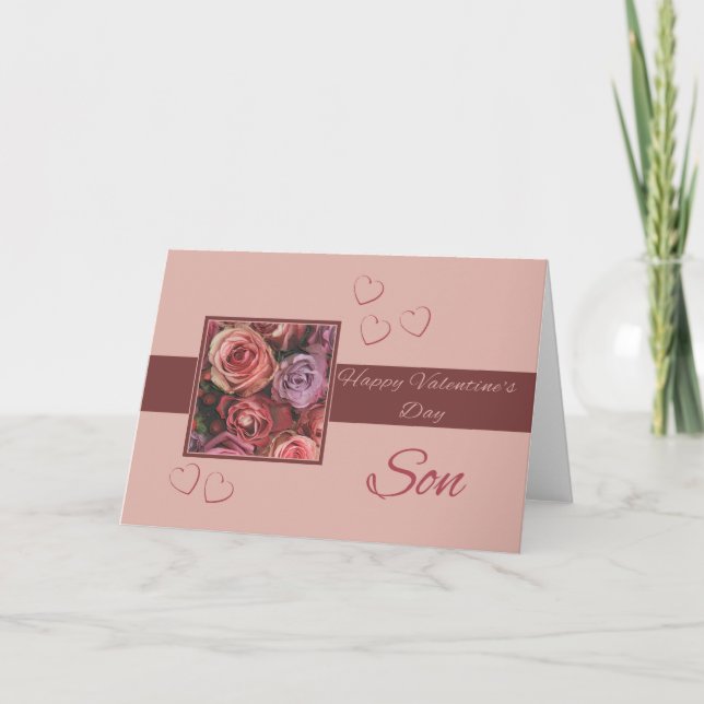 Tarjeta Festiva Son felices Rosas de San Valentín (Anverso)