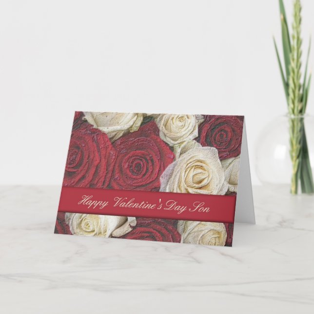 Tarjeta Festiva Son felices Rosas de San Valentín (Anverso)