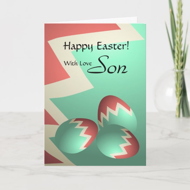 Tarjeta Festiva Son / Feliz Pascua - Huevos Pastel de Pascua (Anverso)