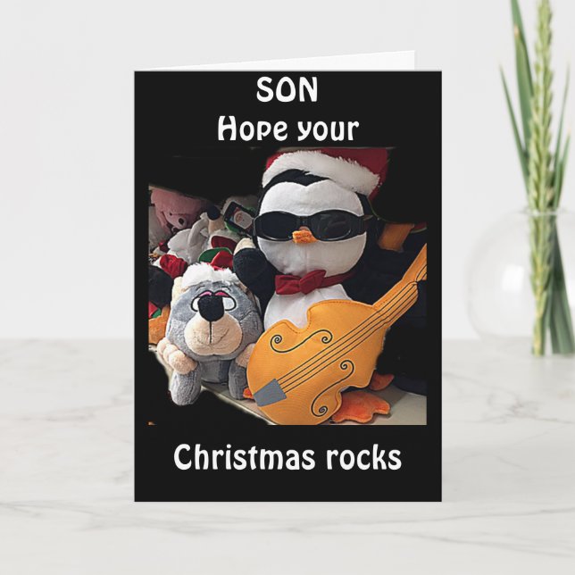 TARJETA FESTIVA **SON***  H0PE Y0UR CHRISTMAS "R0CKS' (Anverso)
