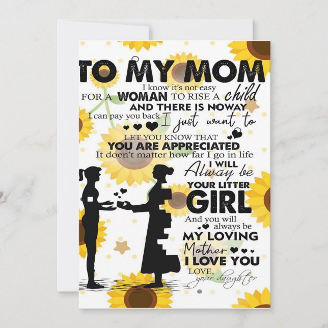 Tarjeta Festiva Son To My Mom Letter | Cute Gift for Mom (Anverso)
