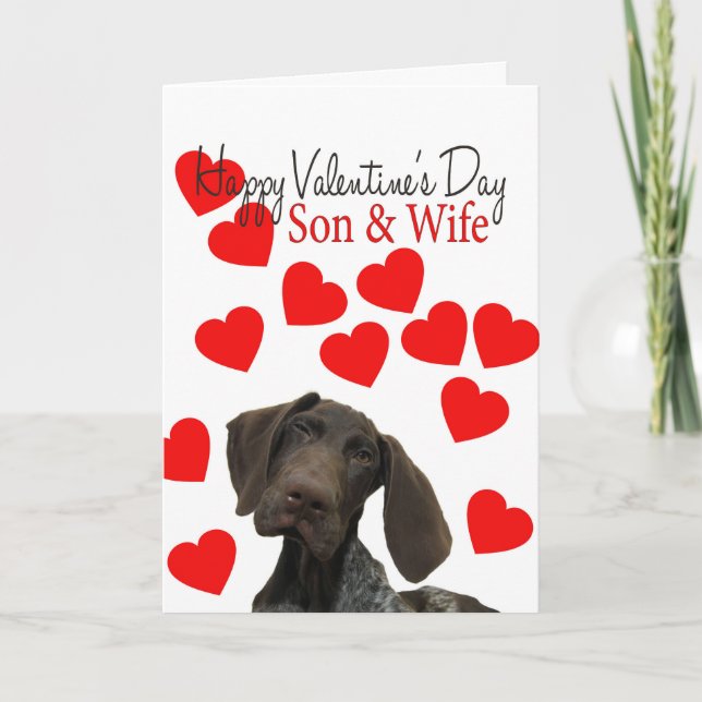 Tarjeta Festiva Son y esposa Glossy Grizzly Valentine Puppy Love (Anverso)