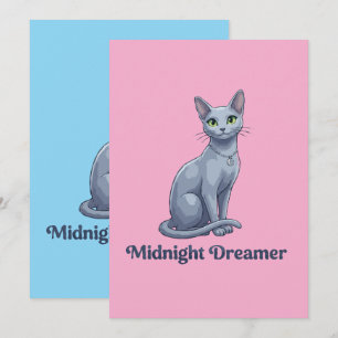 Tarjeta Festiva Soñador de Medianoche Gato Celestial