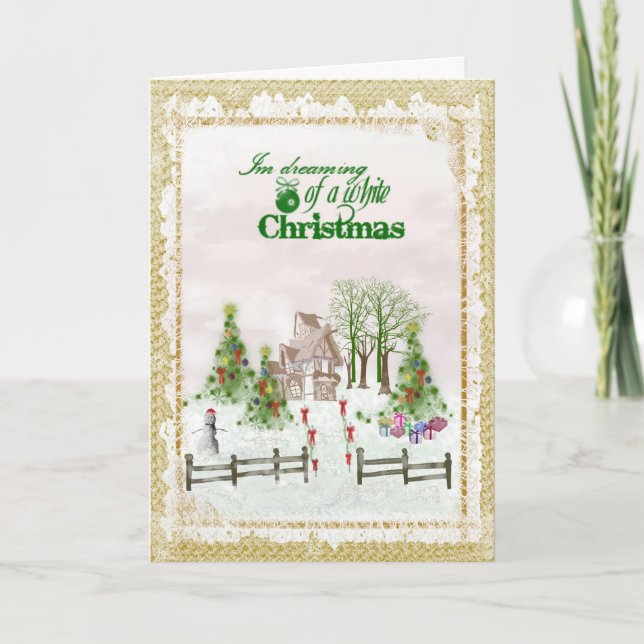 Tarjeta Festiva Soñando con Navidades blancos (Anverso)