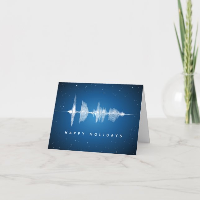 Tarjeta Festiva Sonido Waveform Música Happy Holidays Geek (Anverso)
