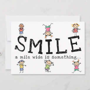 Tarjeta Festiva Sonreír Niños Lindo Cualquier Ocasión Una Milla de
