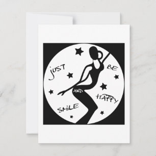 Tarjeta Festiva Sonríe Y Sea Feliz, Divertida Mujer Palo