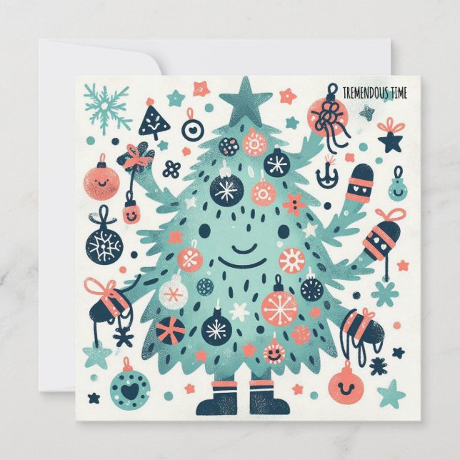 Tarjeta Festiva Sonriente Tiempo Tremendo (Anverso)