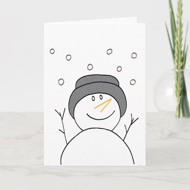 Tarjeta Festiva Sonrisa del muñeco de nieve (Anverso)