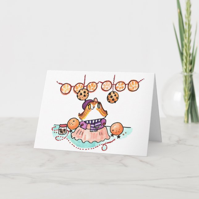 Tarjeta Festiva Sophie y la guirnalda del naranja (Anverso)