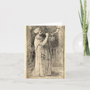 Tarjeta Festiva Soplador de Shofar Antiguo Año Nuevo Judío Rosh Ha