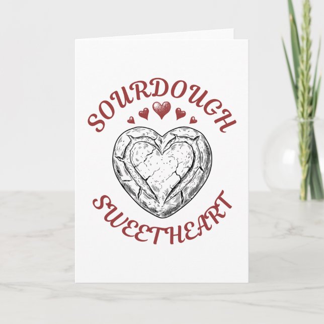 Tarjeta Festiva Sourdough Sweetheart – Funny Valentine Gift (Anverso)