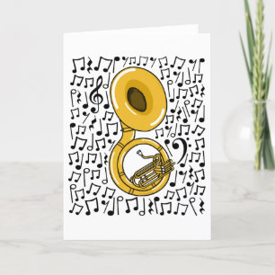 Tarjeta Festiva Sousaphone Musical Notes Brass Músico