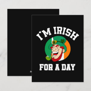 Tarjeta Festiva Soy irlandés por un día de San Patricio trébol