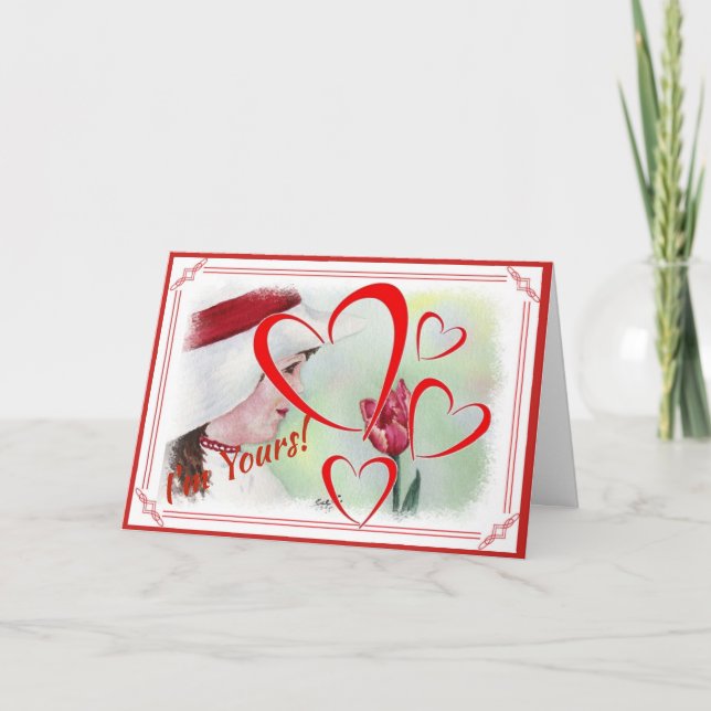 TARJETA FESTIVA SOY TU CHICA DE VALENTINE CON TULIP (Anverso)