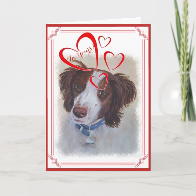 TARJETA FESTIVA SOY TU VALENTINE STATELY AUBURN SETTER MIX (Anverso)