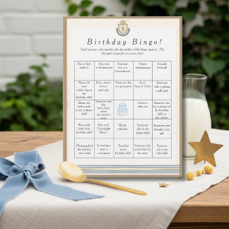 Tarjeta Festiva Space  Birthday Find Guest Bingo game card