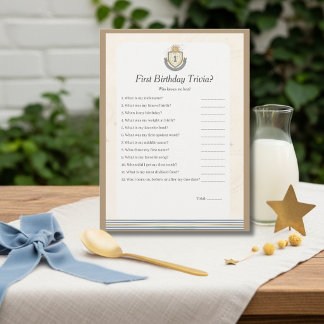 Tarjeta Festiva Space First Birthday Trivia game card