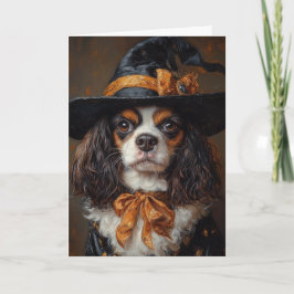 Tarjeta Festiva Spaniel Bruja Halloween