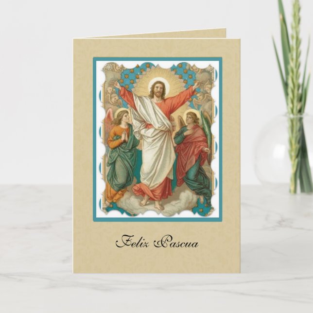 Tarjeta Festiva Spanish Easter Religious Resurrection Jesus (Anverso)