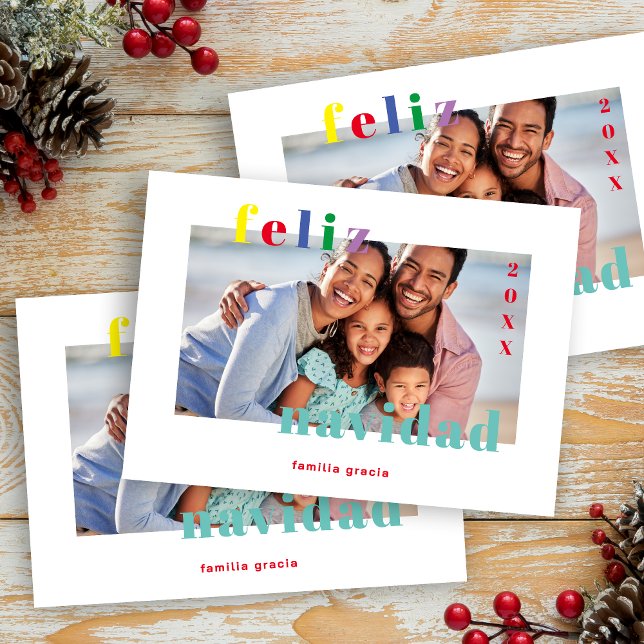 Tarjeta Festiva Spanish Funny Christmas Colorful Brightest Photo  (Spanish Funny Christmas Colorful Brightest Photo Family Holiday Card with Envelope.)