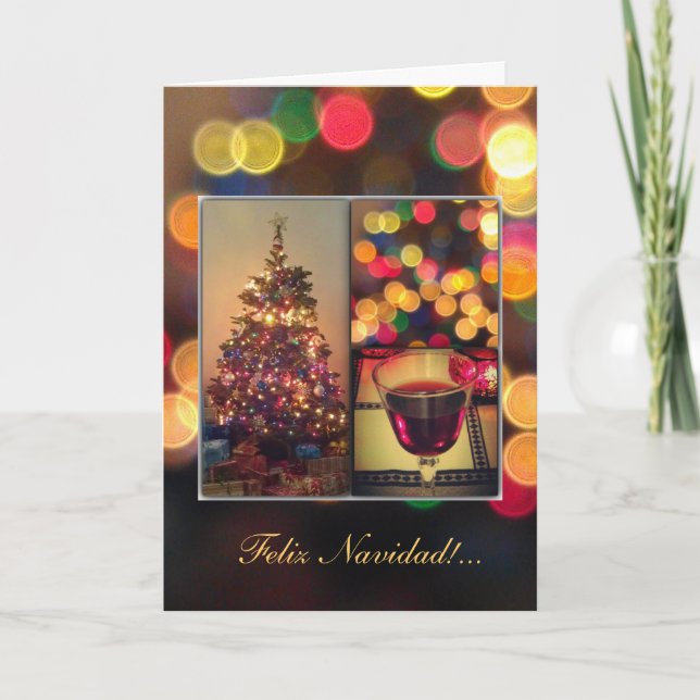 Tarjeta Festiva Spanish: luces navideñas -Christmas lights (Anverso)