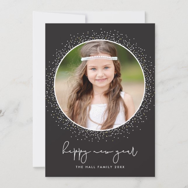 Tarjeta Festiva Sparkling New Year Holiday Photo Card (Anverso)