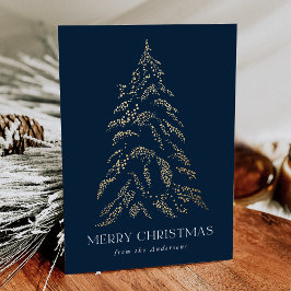Tarjeta Festiva Sparkling Winter Pine Merry Christmas Non-Photo