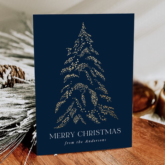 Tarjeta Festiva Sparkling Winter Pine Merry Christmas Non-Photo (Subido por el creador)