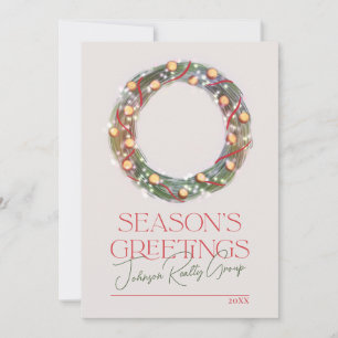 Tarjeta Festiva Sparkling Wreath Season's Greetings corporate