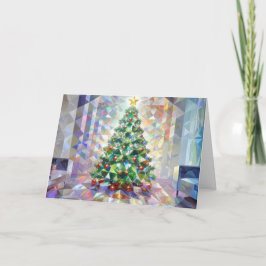 Tarjeta Festiva Sparkly Christmas Tree Merry Xmas Geometric