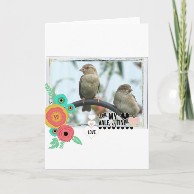 Tarjeta Festiva Sparrow Valentine (Anverso)