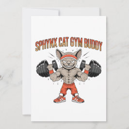 Tarjeta Festiva Sphynx Cat Gym Buddy Cartoon Fitness Art