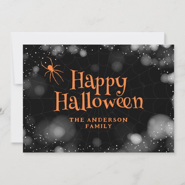 Tarjeta Festiva Spider on the Web Happy Halloween Card (Anverso)