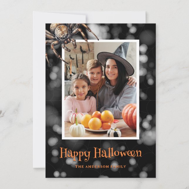 Tarjeta Festiva Spider Web Photo Happy Halloween Card (Anverso)