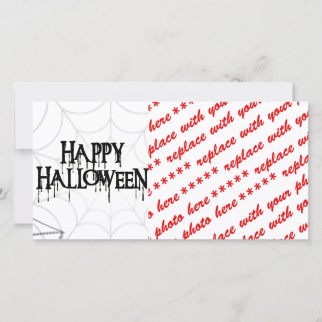 Tarjeta Festiva Spiderwebs Y Feliz Texto Alarmante De Halloween (Anverso)