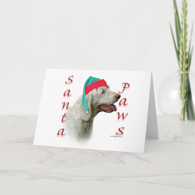Tarjeta Festiva Spinone Italiano Santa Paws (Anverso)