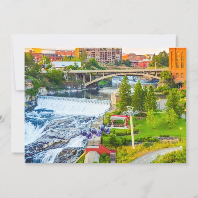 Tarjeta Festiva Spokane Falls Washington Holiday Card (Anverso)