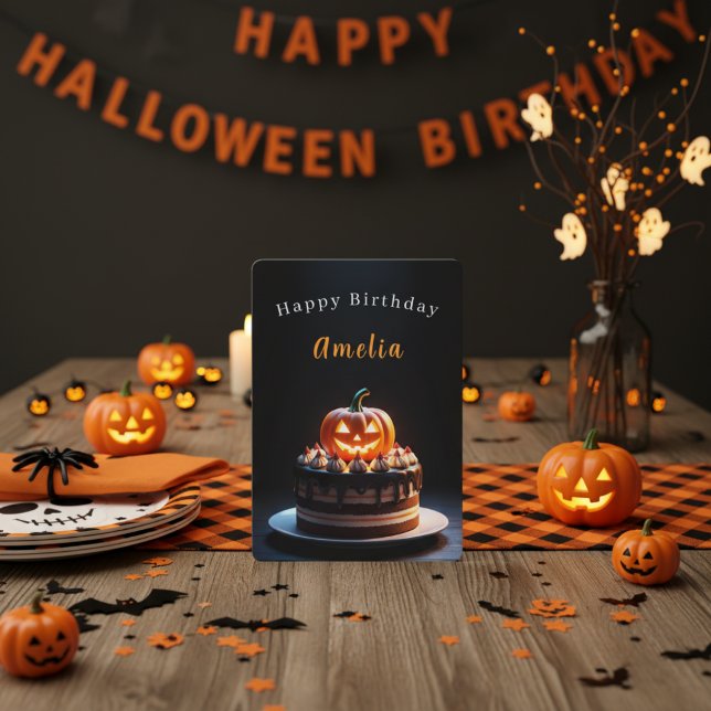 Tarjeta Festiva Spookkin Pumpkin Halloween Birday Card Nombre pers (Subido por el creador)