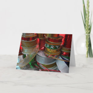 Tarjeta Festiva Spool de Navidades Cinta vacaciones Rojo y Oro
